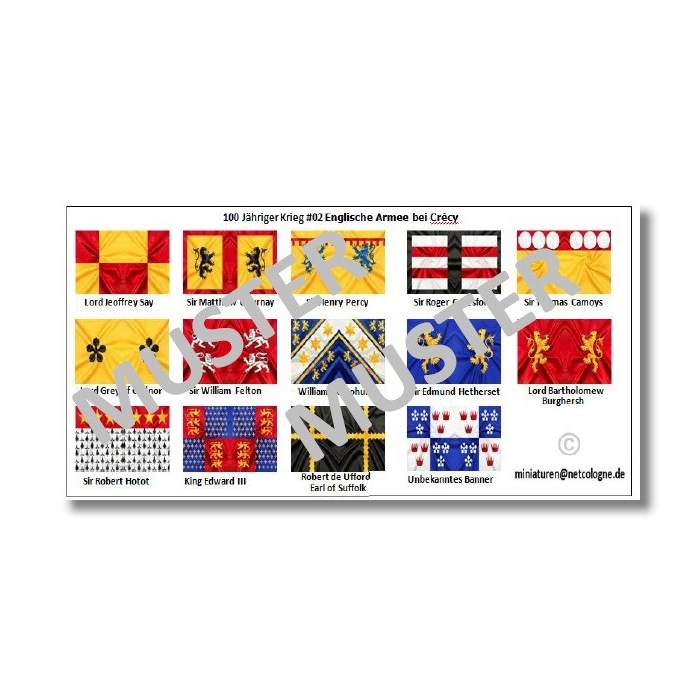 1:35 Medieval 100 Years of War Flags for all Manufacturers 1:32 